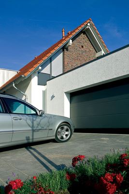 Wide Board sectional garage door in Anthracite Grey from Anglian Home UK