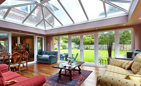 Orangery with White uPVC French doors and windows